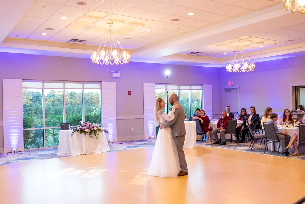 A couple dancing at their reception